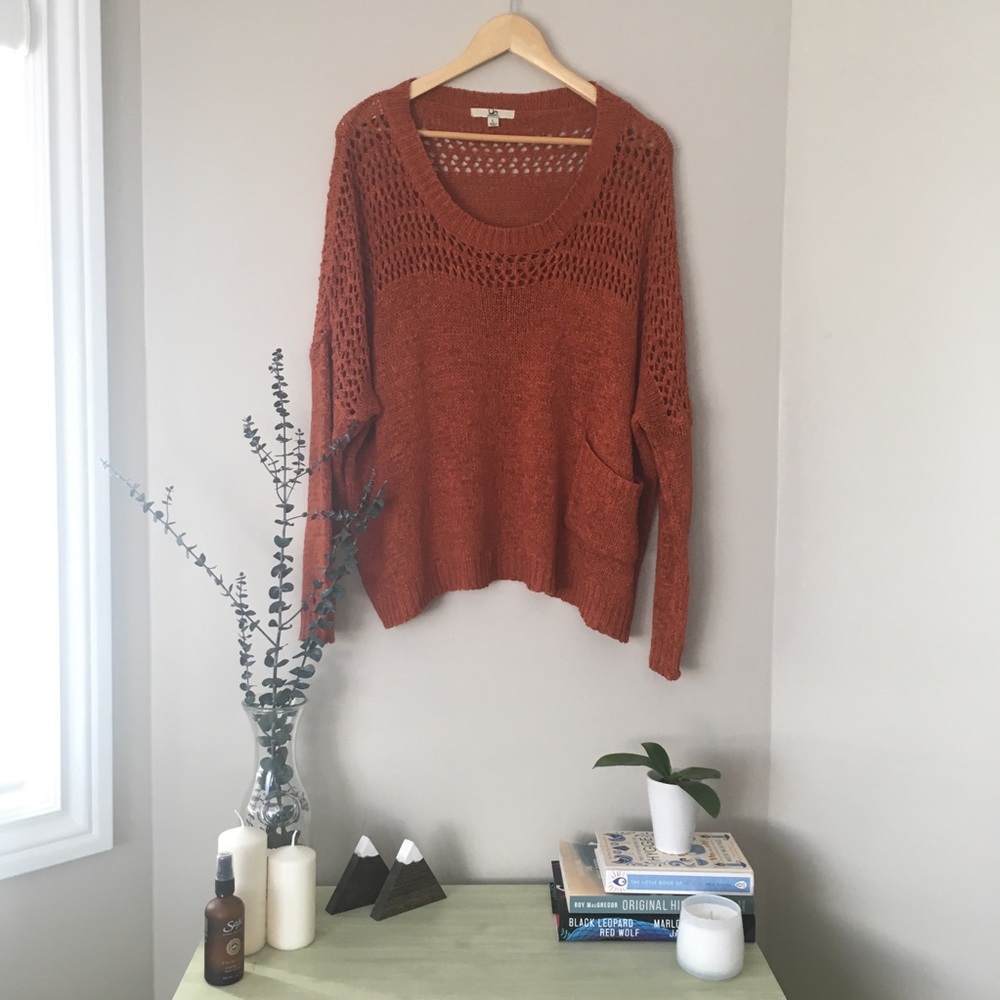 FigLeaf Orange/Rust Knit Off The Shoulder Sweater